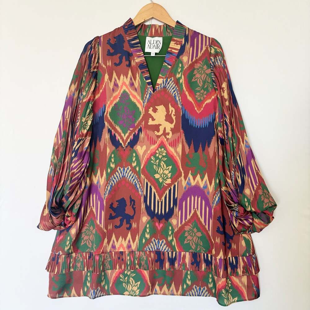 Alden‎ Adair Tunic M Boho Balloon Sleeve Resort Coastal Blouse Top